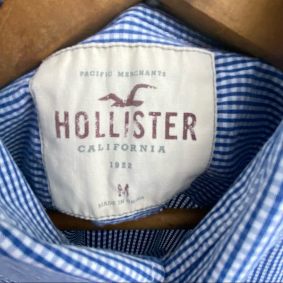 Hollister Blue Checkered Plaid Button Down Shirt Long Sleeve Checks Men’s M COPY - Picture 3 of 15